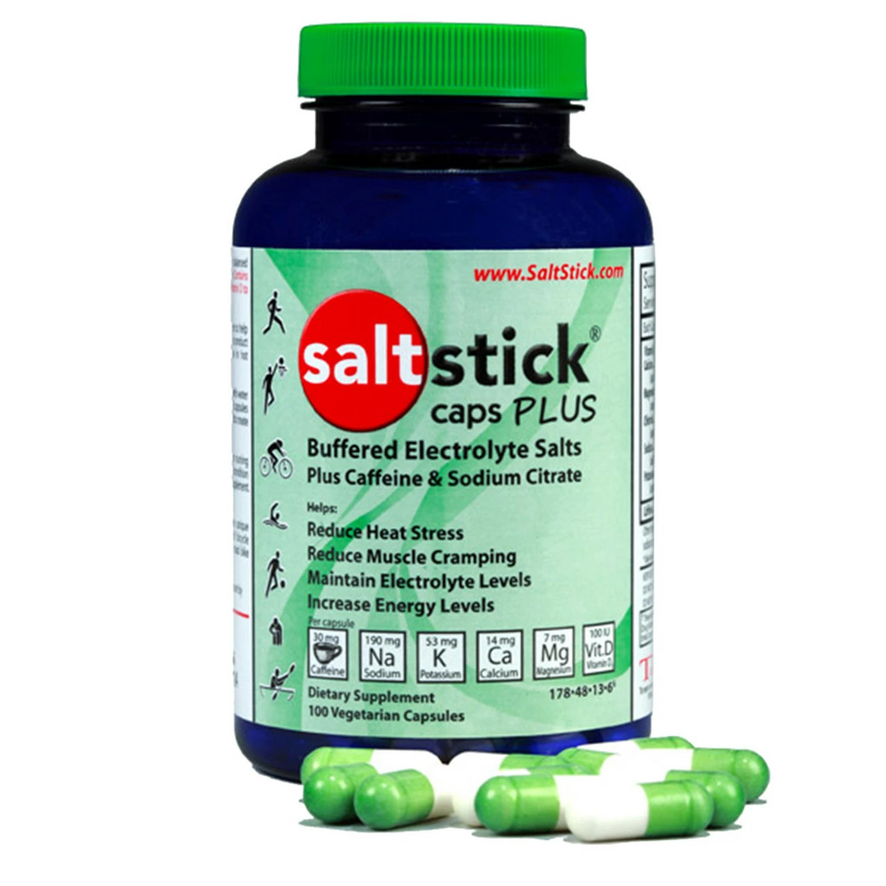 Saltstick Caps Plus - Caffeine (100 Capsules) 3 Saltstick Caps Plus - Caffeine (100 Capsules)